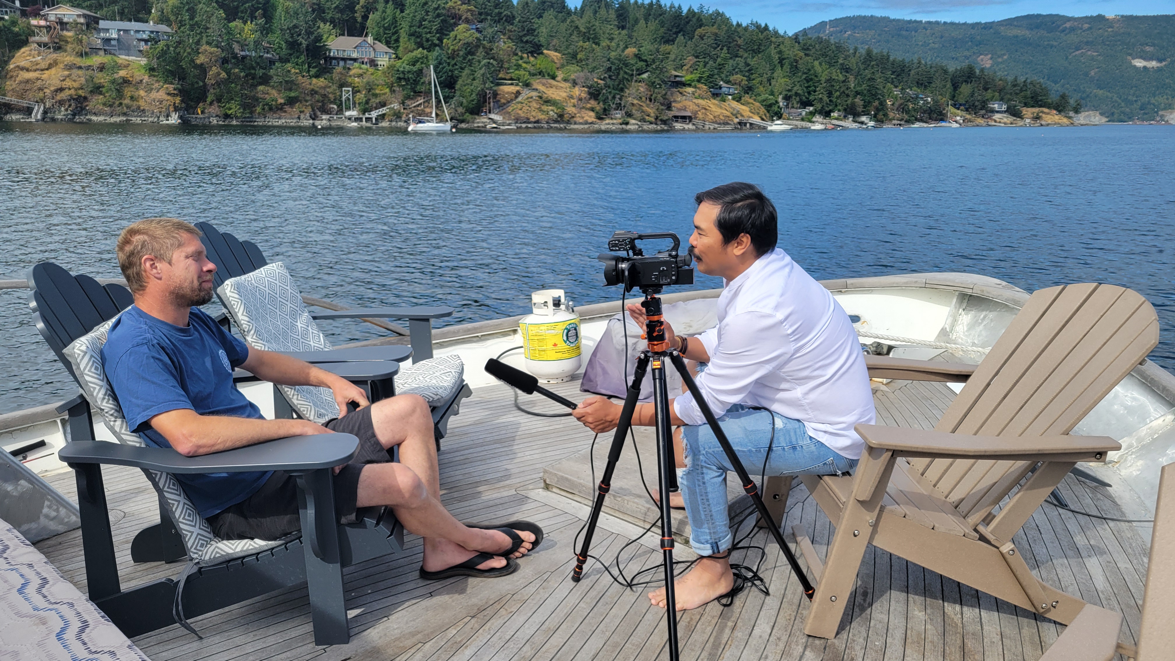 Blaine being interviewed by Vancouver Island News