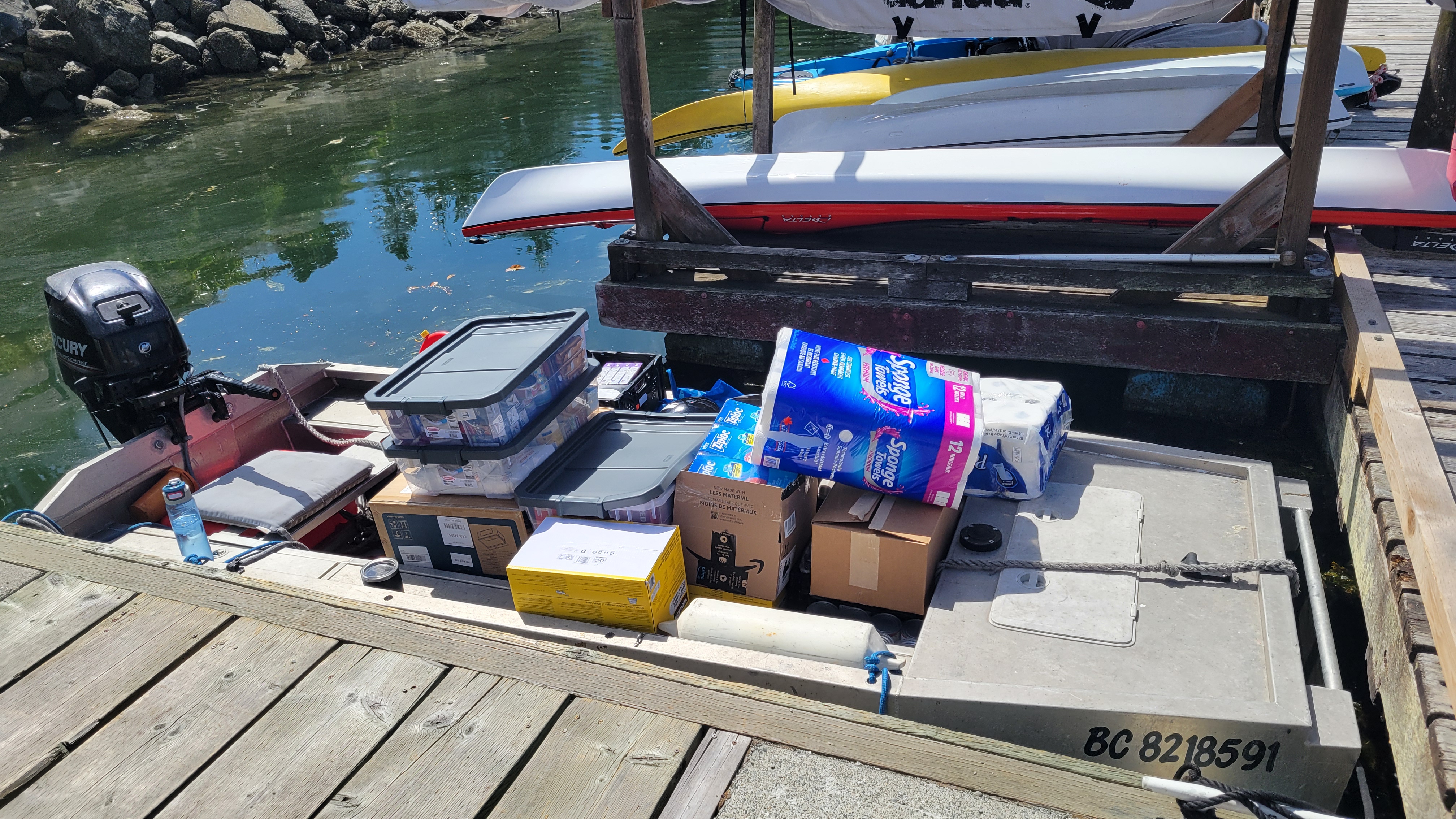 Our dinghy full of provisions